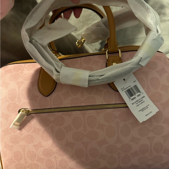 Coach Large Rowan Powder Pink and Tan Satchel - Picture 6 of 7
